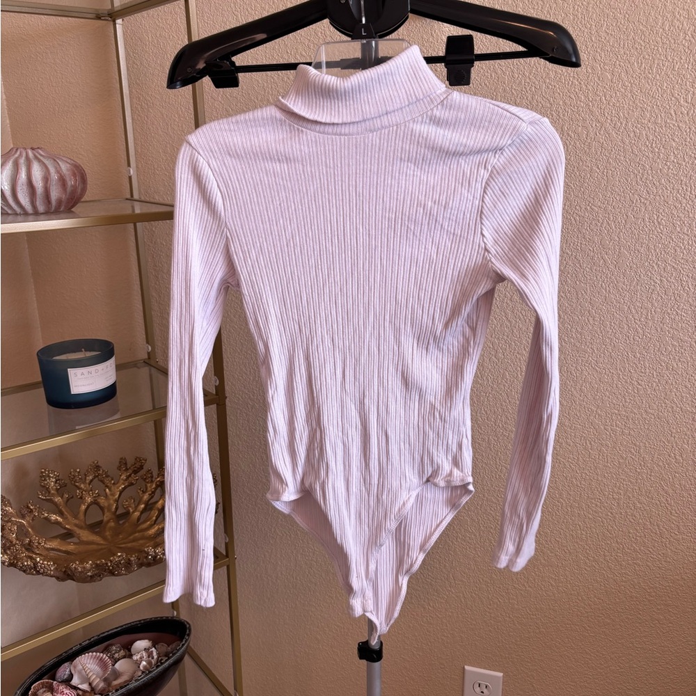 Ambiance White Ribbed Long Sleeve Bodysuit